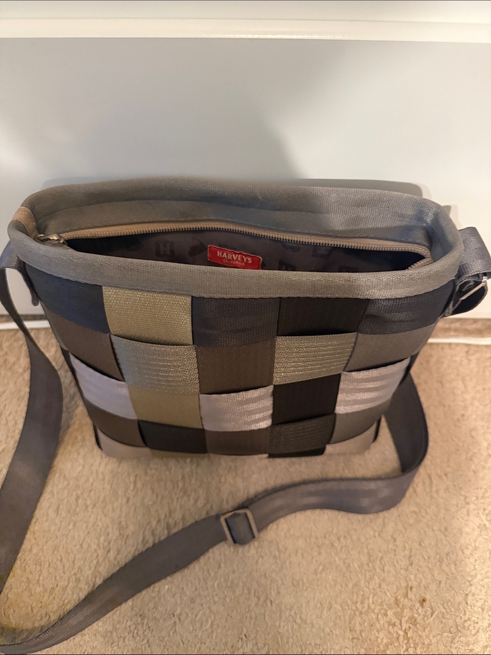 Harveys Gray and Olive Woven Messenger Bag